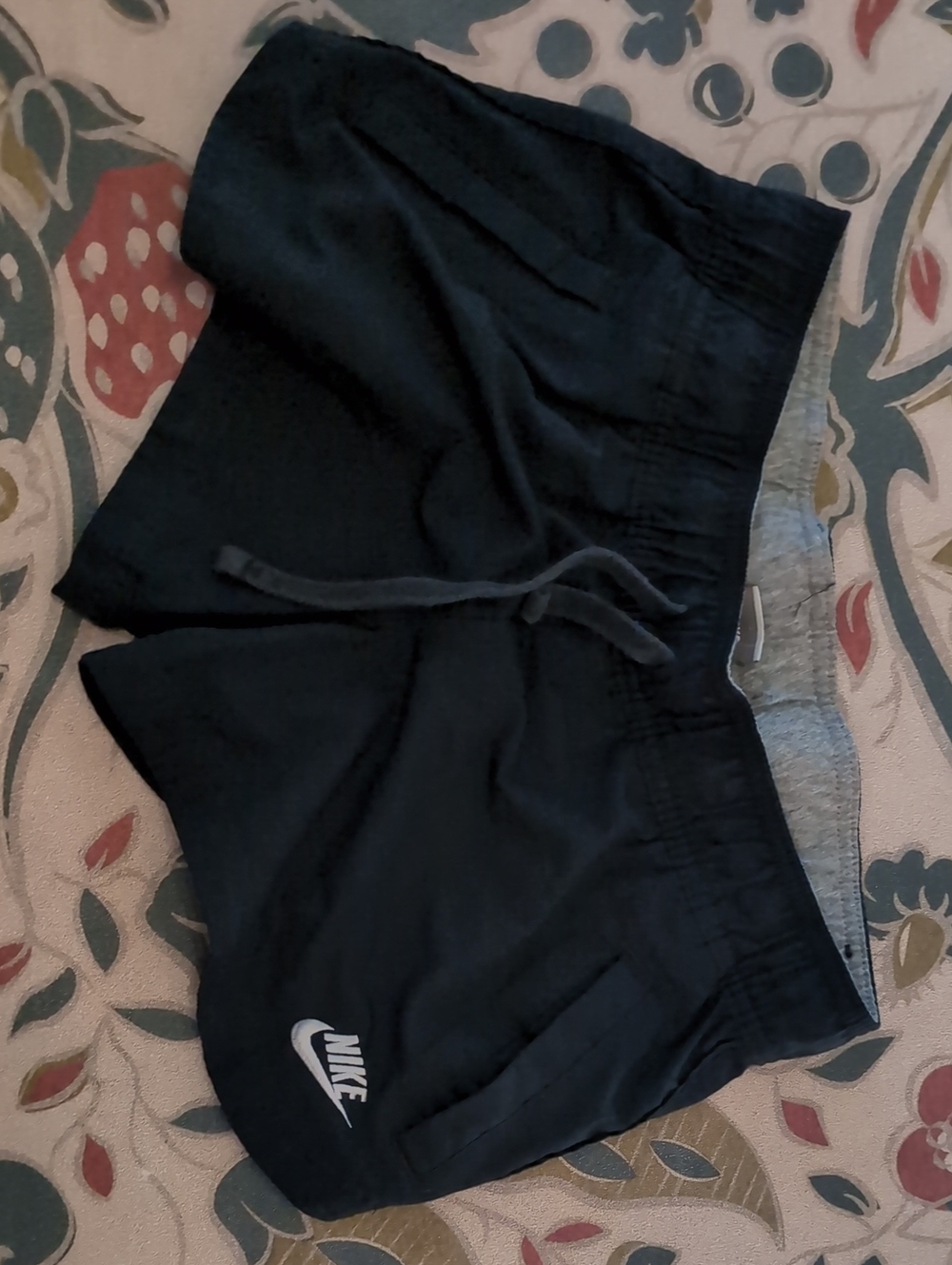 Nike Black Women's Athletic Shorts with Gray Waistband